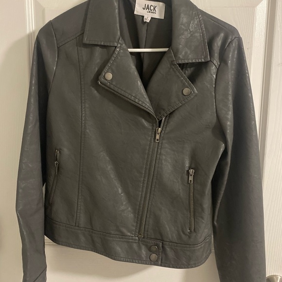 Almost new Jack by Dakota leather looking zip up jacket size small. Gray! - Picture 1 of 5